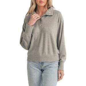 All In Favor Henley Gray Sweatshirt Women Size Large